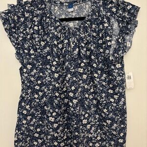 Floral Blue and White Blouse